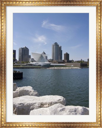 Framed Museum at the waterfront, Milwaukee Art Museum, Lake Michigan, Milwaukee, Wisconsin, USA Print