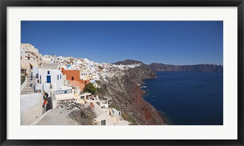 Framed High angle view of a town on an island, Oia, Santorini, Cyclades Islands, Greece Print