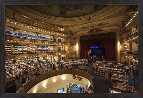 Framed Interiors of a bookstore, El Ateneo, Avenida Santa Fe, Buenos Aires, Argentina Print