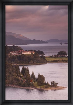 Framed Hotel at the lakeside, Llao Llao Hotel, Lake Nahuel Huapi, San Carlos de Bariloche, Rio Negro Province, Patagonia, Argentina Print