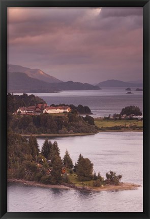 Framed Hotel at the lakeside, Llao Llao Hotel, Lake Nahuel Huapi, San Carlos de Bariloche, Rio Negro Province, Patagonia, Argentina Print
