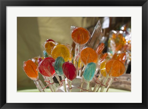 Framed Close-up of lollipops, Hippie Market, San Carlos de Bariloche, Rio Negro Province, Patagonia, Argentina Print