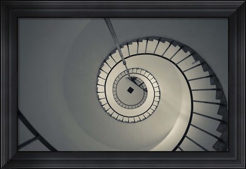 Framed Spiral staircase in a lighthouse, Cabo Santa Maria Lighthouse, La Paloma, Rocha Department, Uruguay Print