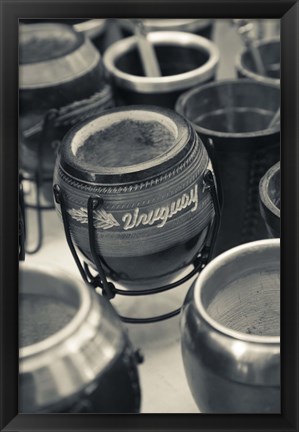 Framed Close Up of Mate Cups at a Market Stall, Plaza Constitucion, Montevideo, Uruguay Print