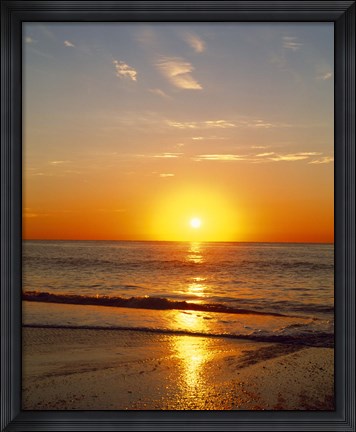 Framed Sunrise over the sea Print
