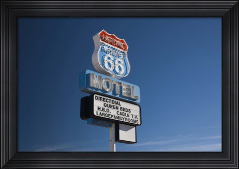 Framed Low angle view of a motel sign, Route 66, Seligman, Yavapai County, Arizona, USA Print