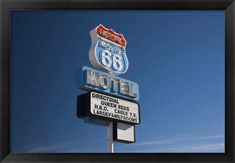 Framed Low angle view of a motel sign, Route 66, Seligman, Yavapai County, Arizona, USA Print