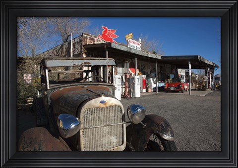 Framed Rusty car at old Route 66 visitor centre, Route 66, Hackberry, Arizona, USA Print