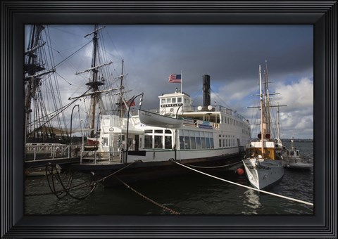 Framed Maritime museum with Ferry Berkeley, San Diego Bay, San Diego, California, USA Print