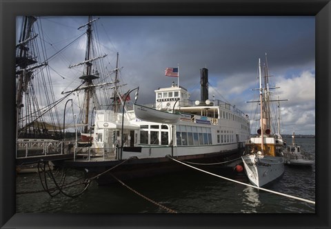 Framed Maritime museum with Ferry Berkeley, San Diego Bay, San Diego, California, USA Print