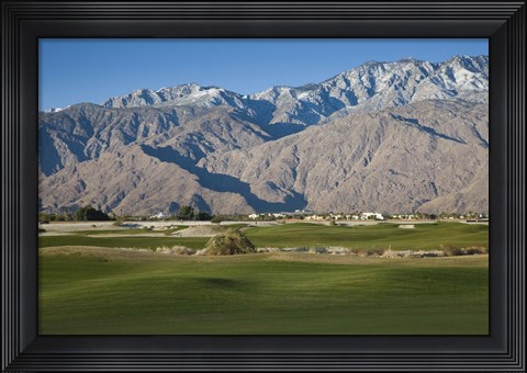Framed Golf course with mountain range, Desert Princess Country Club, Palm Springs, Riverside County, California, USA Print