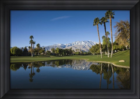Framed Pond in a golf course, Desert Princess Country Club, Palm Springs, Riverside County, California, USA Print