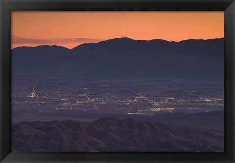 Framed Coachella Valley and Palm Springs from Key&#39;s View, Joshua Tree National Park, California, USA Print