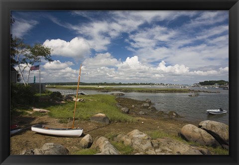 Framed Rocks on the coast, Annisquam Harbor Light, Gloucester, Cape Ann, Massachusetts, USA Print