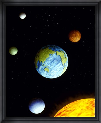 Framed Universe with planets Print