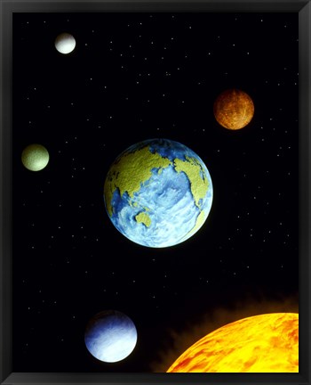 Framed Universe with planets Print