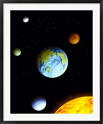 Framed Universe with planets Print
