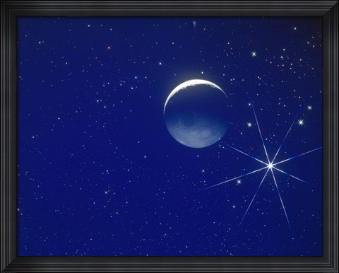 Framed Planet and Stars in Space Print