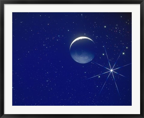 Framed Planet and Stars in Space Print