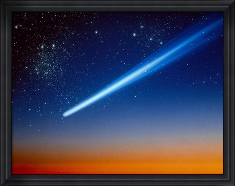 Framed Space, Comet speeding across the night sky Print
