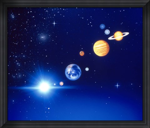 Framed Conceptualized solar system with planets Print