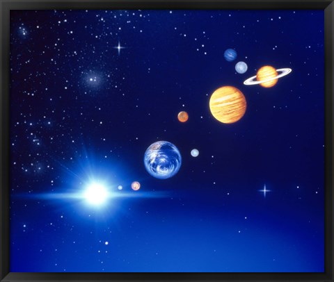 Framed Conceptualized solar system with planets Print