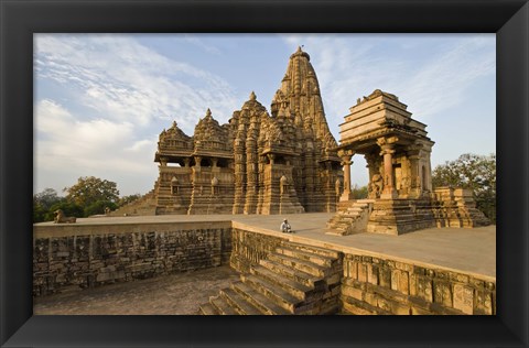 Framed Staircase in a temple, Khajuraho, Chhatarpur District, Madhya Pradesh, India Print