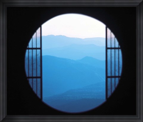 Framed View of Hazy Blue Mountain Ranges Print