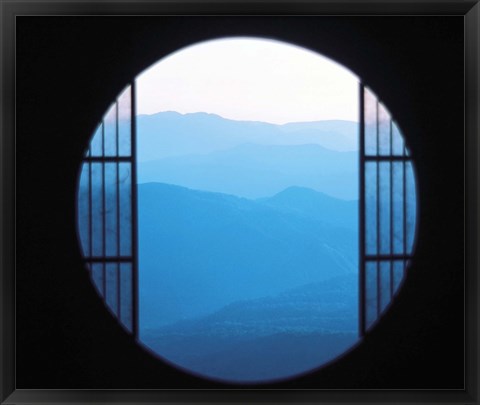 Framed View of Hazy Blue Mountain Ranges Print