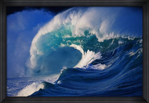 Framed Brilliant Blue Waves (side view) Print