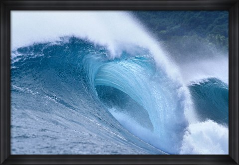 Framed Cool Blue Wave in the Sea Print