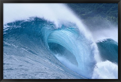 Framed Cool Blue Wave in the Sea Print