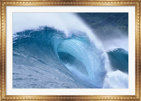 Framed Cool Blue Wave in the Sea Print