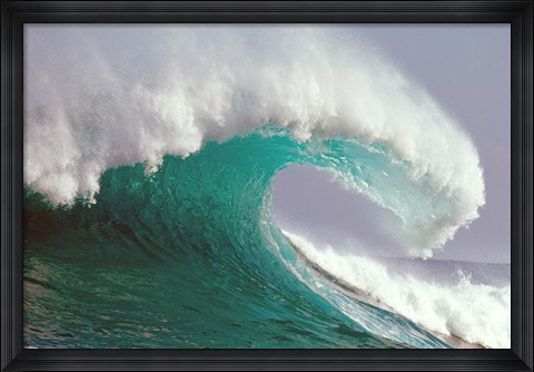 Framed Crashing Green and White Wave Print