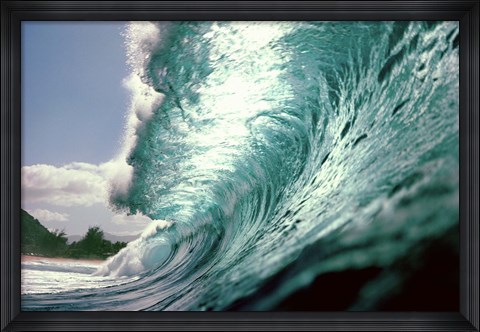 Framed Side Angle of a Giant Green Wave Print
