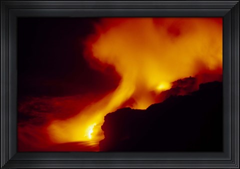 Framed Lava from an Erupting Volcano, Big Island, Hawaii Print