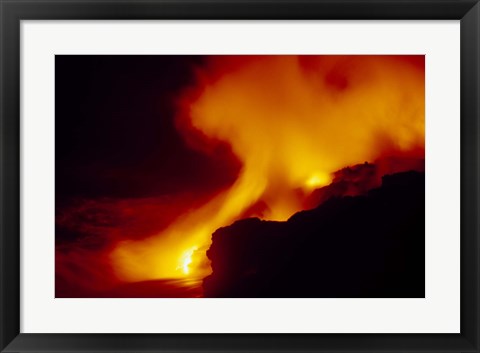 Framed Lava from an Erupting Volcano, Big Island, Hawaii Print