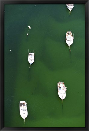 Framed Aerial view of boats in the sea, Cape Cod, Barnstable County, Massachusetts, USA Print