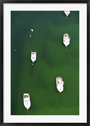 Framed Aerial view of boats in the sea, Cape Cod, Barnstable County, Massachusetts, USA Print