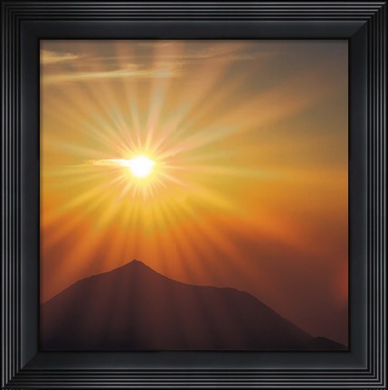Framed Sun Shinning Over the Mountain, Computer graphics, Lens Flare Print