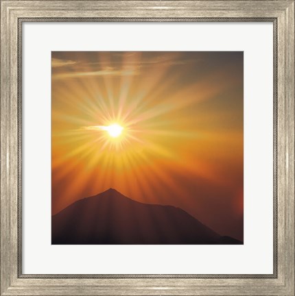 Framed Sun Shinning Over the Mountain, Computer graphics, Lens Flare Print