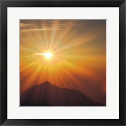 Framed Sun Shinning Over the Mountain, Computer graphics, Lens Flare Print