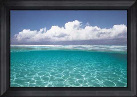 Framed Cumulus clouds over sea, Aqua Print