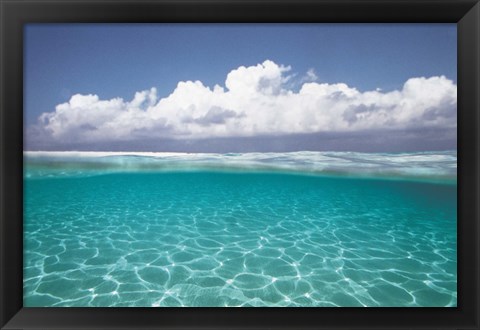 Framed Cumulus clouds over sea, Aqua Print