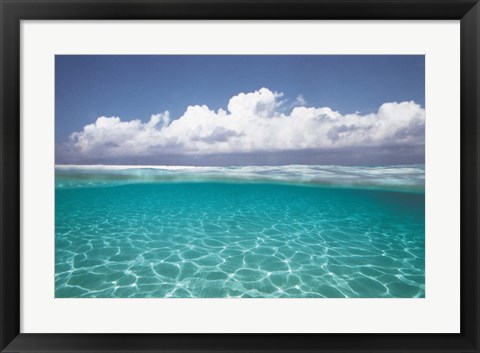 Framed Cumulus clouds over sea, Aqua Print