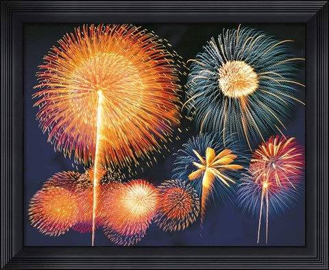 Framed Ignited fireworks Print