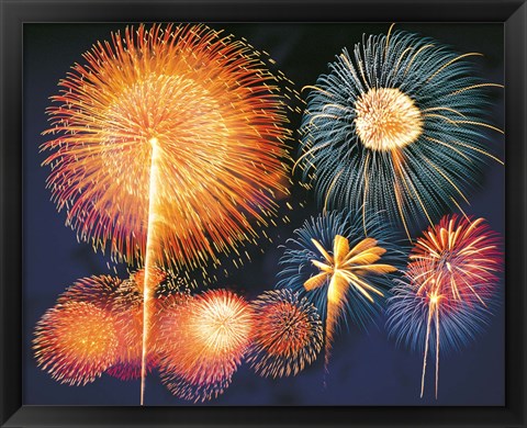 Framed Ignited fireworks Print
