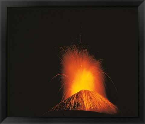 Framed Volcano exploding lava Print