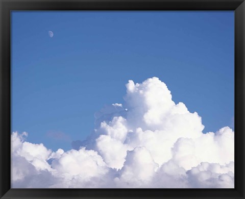 Framed Cumulus clouds and moon in sky Print