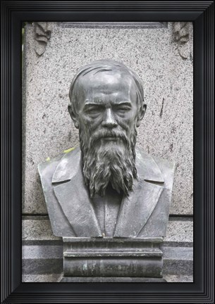 Framed Grave of Fyodor Dostoevsky at Tikhinskoye Kladbistse the Tikhvin Cemetery, St. Petersburg, Russia Print